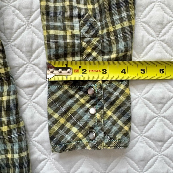 Columbia 100% Cotton Green Blue Yellow Plaid Long Sleeve Flannel Cabincore Sz M - Picture 11 of 14